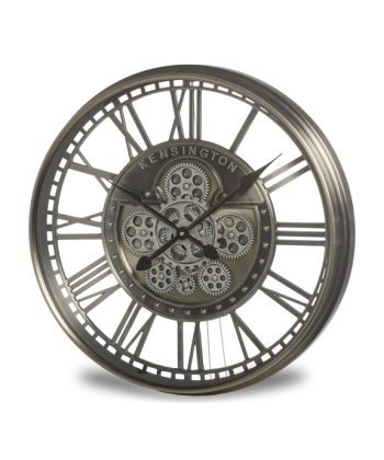 BRUSHED ANTIQUE SILVER KENSINGTON WALL CLOCK