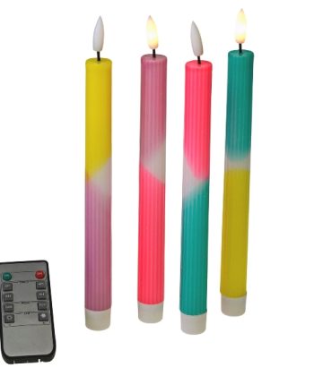 LED kerti - Litrík - riffluð - 4 saman í pakka