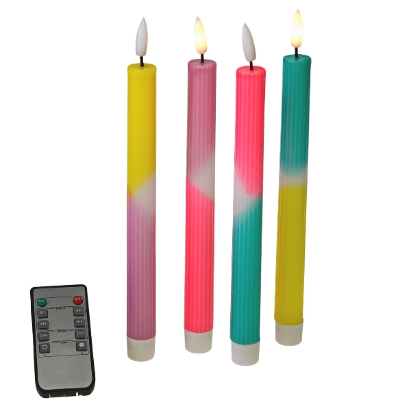 LED kerti - Litrík - riffluð - 4 saman í pakka