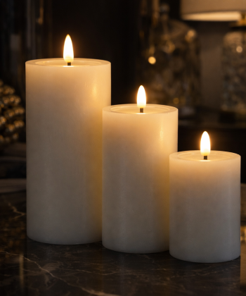 LED kerti - Hvítt  Melt effect - 3 stærðir