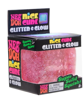 Needoh Glitter & Glow Nice Cube - Bleikur