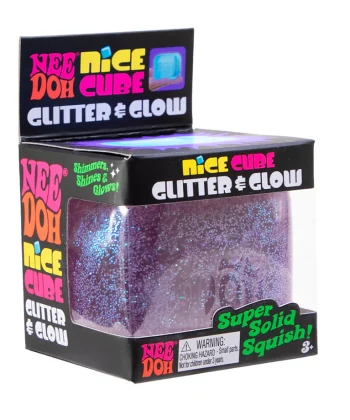 Needoh Glitter & Glow Nice Cube - Fjólublár